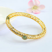 Buddha Stones Cloud Pattern Pattern Jade Copper Luck Bracelet Bangle 2.36 IN (60 MM) - image 3
