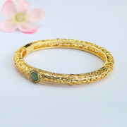 Buddha Stones Cloud Pattern Jade Copper Luck Bracelet Bangle 2.36 IN (60 MM) - image 13