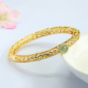 Buddha Stones Cloud Pattern Jade Copper Luck Bracelet Bangle 2.36 IN (60 MM) - image 9