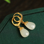 FREE Today: Strength Courage Green Chalcedony Water Drop Copper Posts Earrings - image 25
