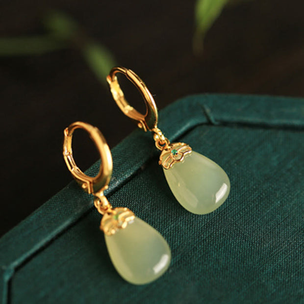 FREE Today: Strength Courage Green Chalcedony Water Drop Copper Posts Earrings - image 12
