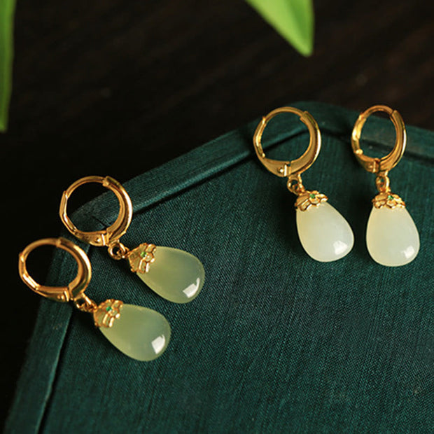 FREE Today: Strength Courage Green Chalcedony Water Drop Copper Posts Earrings - image 27
