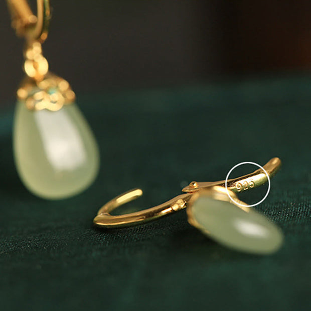 FREE Today: Strength Courage Green Chalcedony Water Drop Copper Posts Earrings - image 11