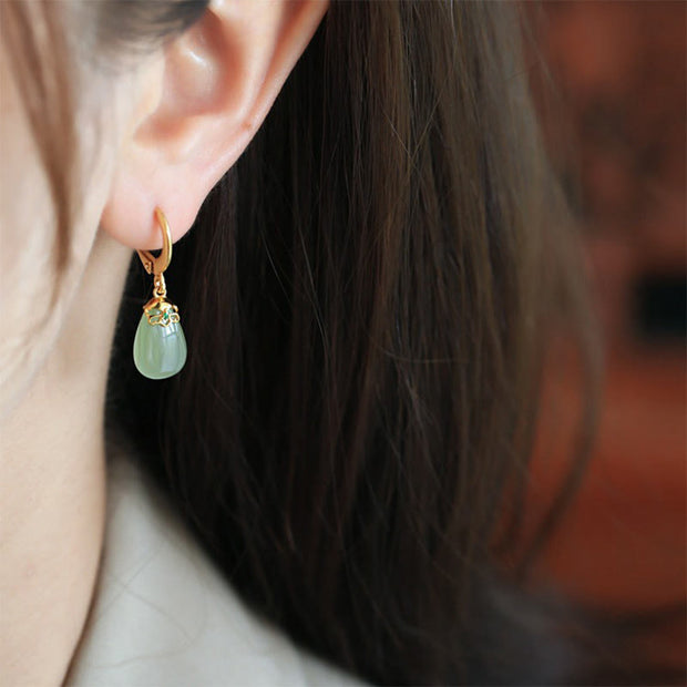 FREE Today: Strength Courage Green Chalcedony Water Drop Copper Posts Earrings - image 18