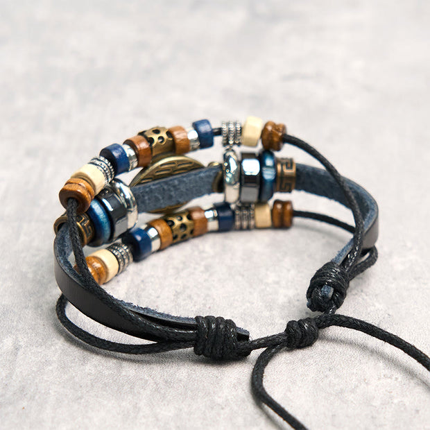 Buddha Stones Tibetan Evil Eye Leather Adjustable Protection Bracelet - image 3
