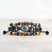 Buddha Stones Tibetan Evil Eye Leather Adjustable Protection Bracelet - STRING - Black - image 1