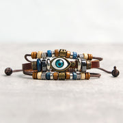 Buddha Stones Tibetan Evil Eye Leather Adjustable Protection Bracelet - STRING - Reddish Brown - image 5