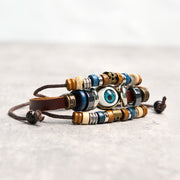 Buddha Stones Tibetan Evil Eye Leather Adjustable Protection Bracelet - image 6