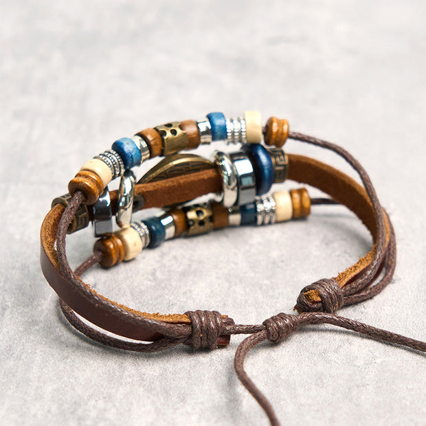 Buddha Stones Tibetan Evil Eye Leather Adjustable Protection Bracelet - image 7