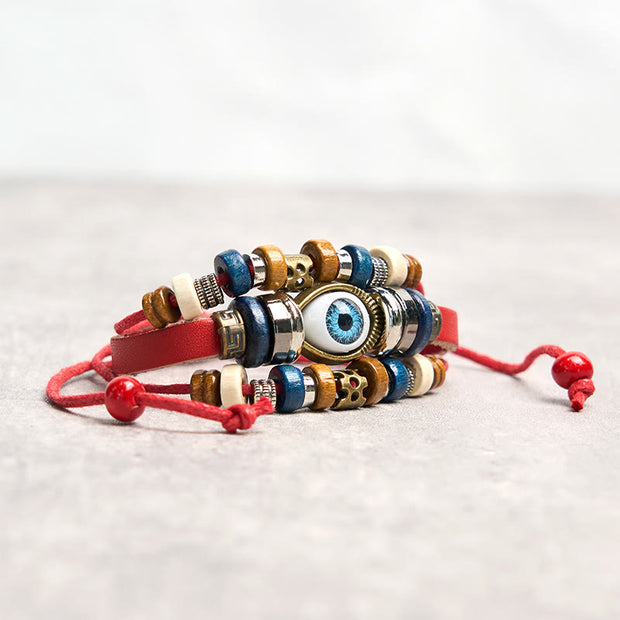 Buddha Stones Tibetan Evil Eye Leather Adjustable Protection Bracelet - image 10
