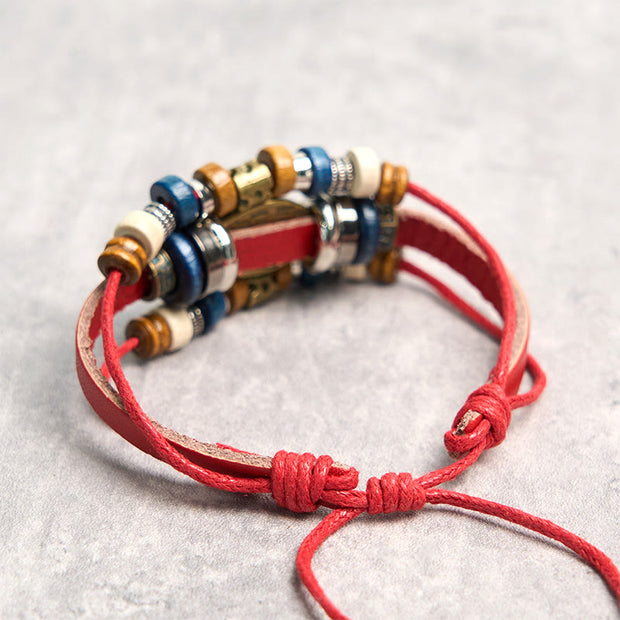 Buddha Stones Tibetan Evil Eye Leather Adjustable Protection Bracelet - image 11