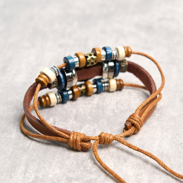 Buddha Stones Tibetan Evil Eye Leather Adjustable Protection Bracelet - image 15