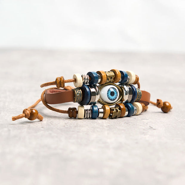 Buddha Stones Tibetan Evil Eye Leather Adjustable Protection Bracelet - image 14