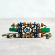 Buddha Stones Tibetan Evil Eye Leather Adjustable Protection Bracelet - STRING - Green - image 17