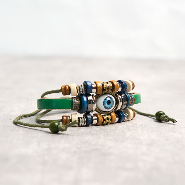 Buddha Stones Tibetan Evil Eye Leather Adjustable Protection Bracelet - image 19