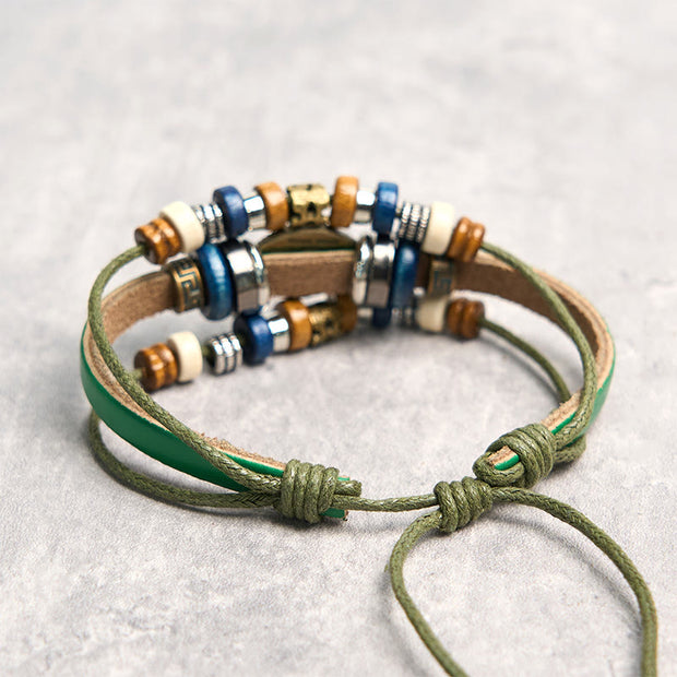 Buddha Stones Tibetan Evil Eye Leather Adjustable Protection Bracelet - image 18