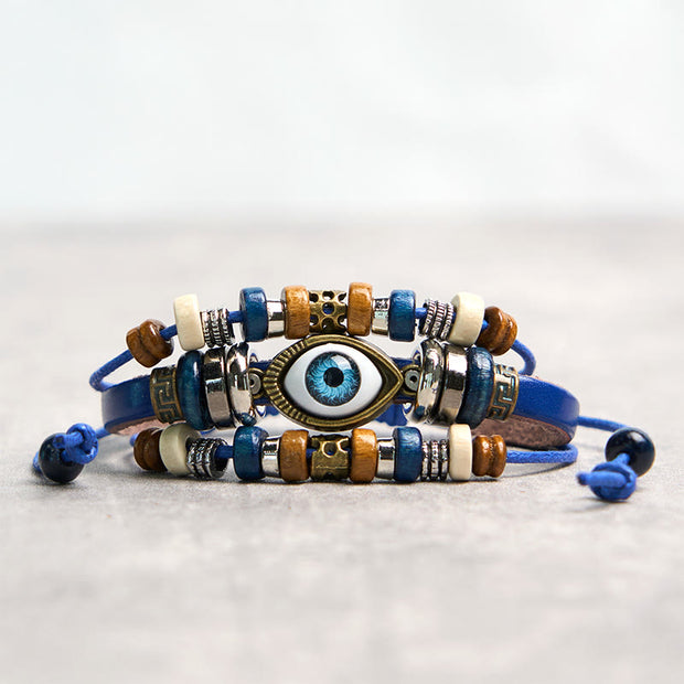 Buddha Stones Tibetan Evil Eye Leather Adjustable Protection Bracelet - STRING - Blue - image 21