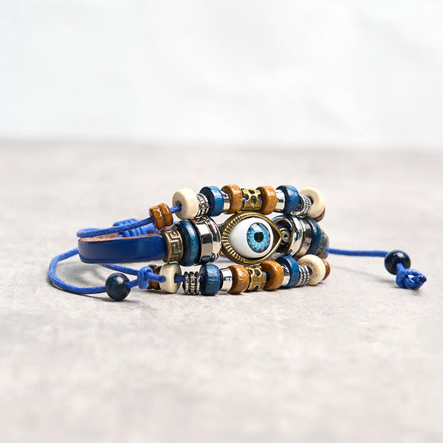 Buddha Stones Tibetan Evil Eye Leather Adjustable Protection Bracelet - image 22
