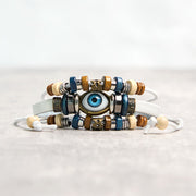 Buddha Stones Tibetan Evil Eye Leather Adjustable Protection Bracelet - STRING - White - image 25
