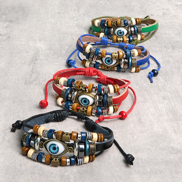Buddha Stones Tibetan Evil Eye Leather Adjustable Protection Bracelet - image 28