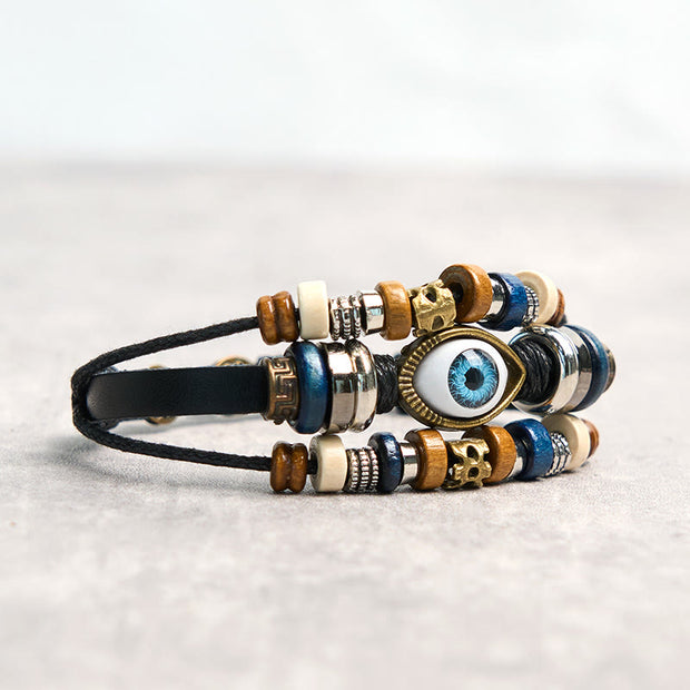 Buddha Stones Tibetan Evil Eye Leather Adjustable Protection Bracelet - image 31