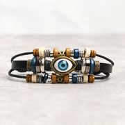 Buddha Stones Tibetan Evil Eye Leather Adjustable Protection Bracelet - BUCKLE - Black - image 30