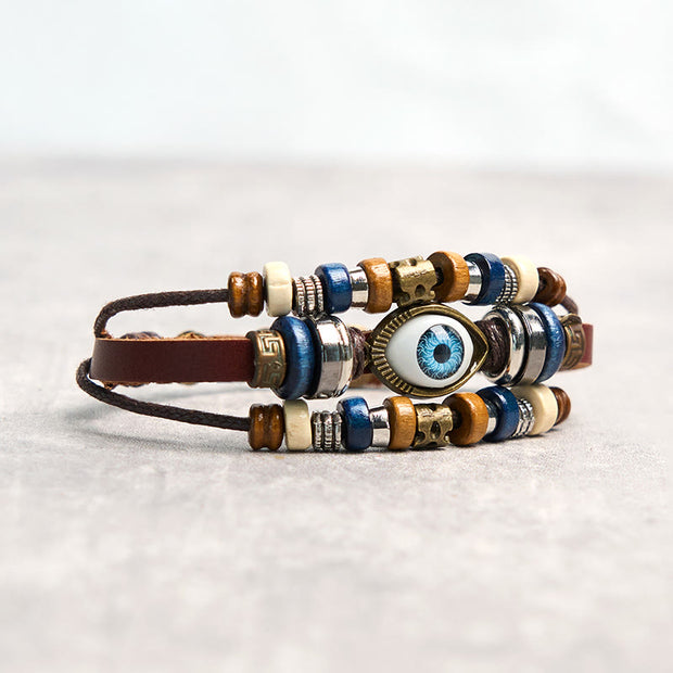 Buddha Stones Tibetan Evil Eye Leather Adjustable Protection Bracelet - image 36