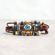 Buddha Stones Tibetan Evil Eye Leather Adjustable Protection Bracelet - BUCKLE - Reddish Brown - image 35