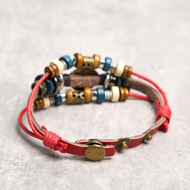 Buddha Stones Tibetan Evil Eye Leather Adjustable Protection Bracelet - image 42