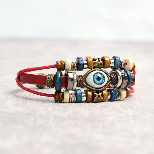 Buddha Stones Tibetan Evil Eye Leather Adjustable Protection Bracelet - image 41
