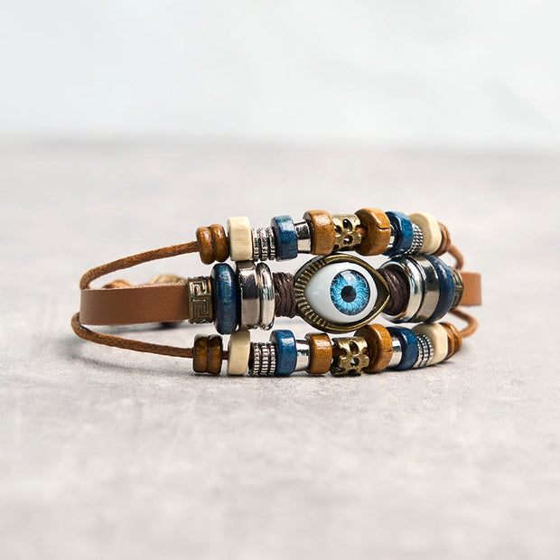 Buddha Stones Tibetan Evil Eye Leather Adjustable Protection Bracelet - image 44
