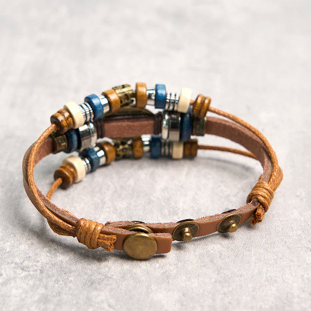 Buddha Stones Tibetan Evil Eye Leather Adjustable Protection Bracelet - image 45