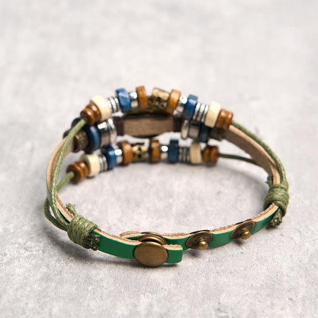 Buddha Stones Tibetan Evil Eye Leather Adjustable Protection Bracelet - image 49