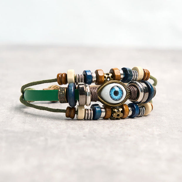 Buddha Stones Tibetan Evil Eye Leather Adjustable Protection Bracelet - image 48