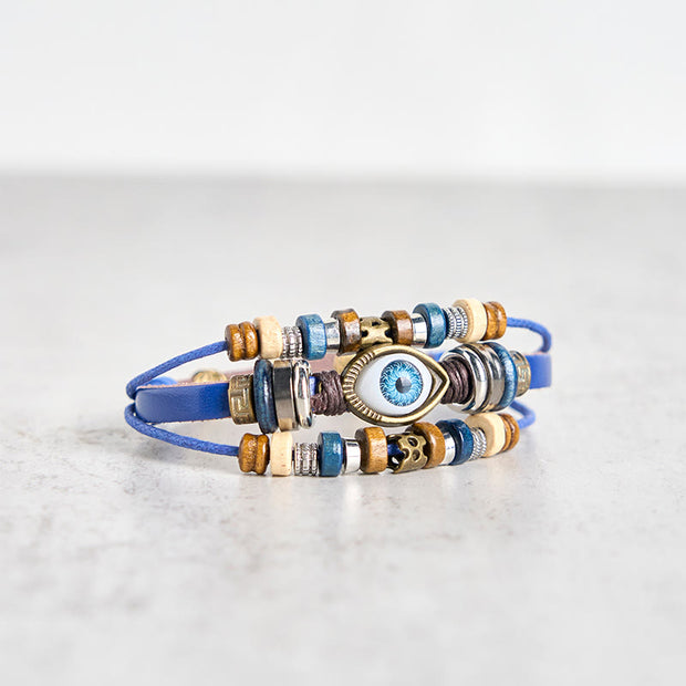 Buddha Stones Tibetan Evil Eye Leather Adjustable Protection Bracelet - image 52