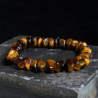 Buddha Stones Tiger Eye Irregular Blocks Courage Bracelet - 17-17.5cm - image 1