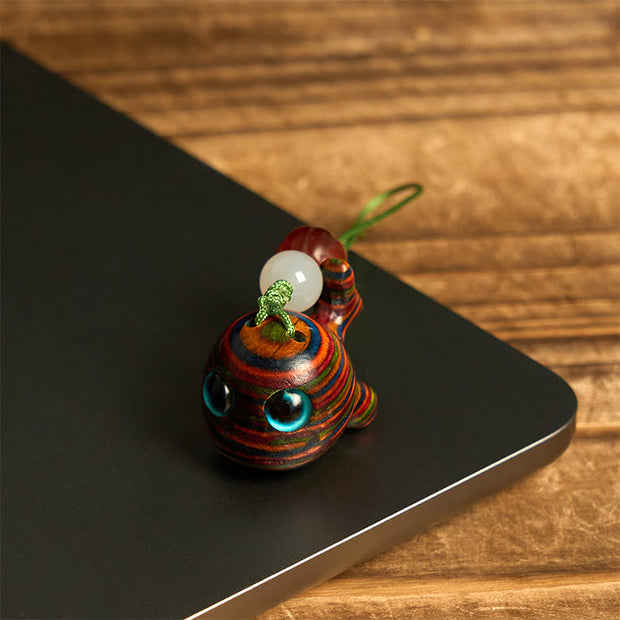 Buddha Stones Rainbow Eucalyptus Dolphin Carved Positive Key Chain Phone Hanging Decoration - image 15