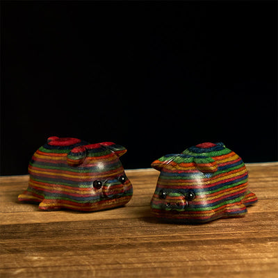 Buddha Stones 2Pcs Mini Rainbow Eucalyptus Pig Carved Positive Decoration - 2Pcs Pig 30*19mm - image 1