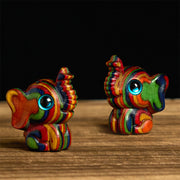 Buddha Stones 2Pcs Mini Rainbow Eucalyptus Elephant Carved Strength Decoration - image 2