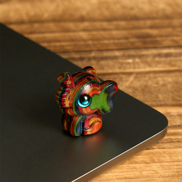 Buddha Stones 2Pcs Mini Rainbow Eucalyptus Elephant Carved Strength Decoration - image 3