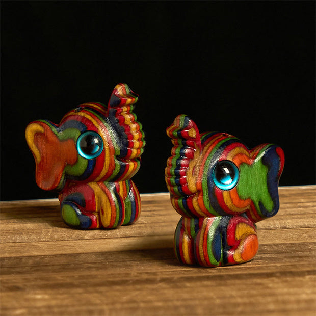Buddha Stones 2Pcs Mini Rainbow Eucalyptus Elephant Carved Strength Decoration - Elephant 1.9*2.6*3.2cm - image 1