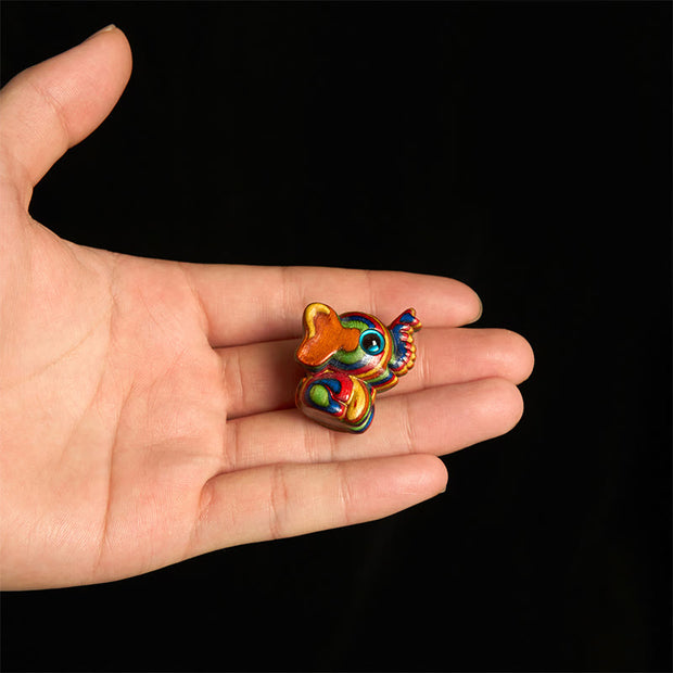 Buddha Stones 2Pcs Mini Rainbow Eucalyptus Elephant Carved Strength Decoration - image 5