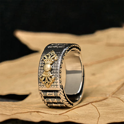 Buddha Stones Vintage Prayer Wheel Om Mani Padme Hum Copper Adjustable Wealth Ring - Copper(Wealth♥Luck) - image 1