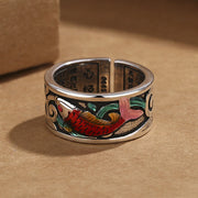 FREE Today: Bring Good Luck Koi Fish Heart Sutra Engraved Ring
