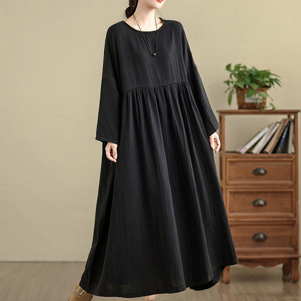 knee length dresses for ladies Vintage Floral Linen Cotton Maxi Dress – Puff Sleeve Wedding Floral / Custom Order main image 0