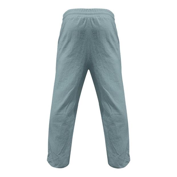 Buddha Stones Casual Plain Color Buttons Men's Cotton Pants With Pockets - image 11