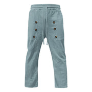 Buddha Stones Casual Plain Color Buttons Men's Cotton Pants With Pockets - PaleTurquoise - US/UK/AU46，EU56 (3XL) - image 10