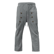 Buddha Stones Casual Plain Color Buttons Men's Cotton Pants With Pockets - DarkGray - US/UK/AU46，EU56 (3XL) - image 14