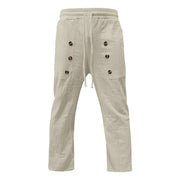 Buddha Stones Casual Plain Color Buttons Men's Cotton Pants With Pockets - Beige - US/UK/AU46，EU56 (3XL) - image 18