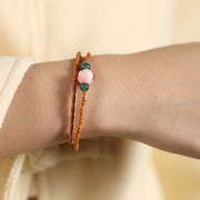 Buddha Stones Ultra-fine Olive Pit Lotus Inner Strength Double Circle Bracelet - image 5